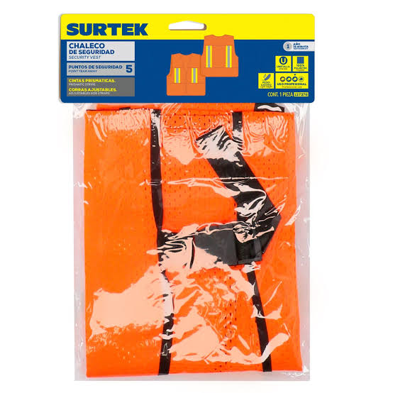 Chaleco de seguridad tela amarillo con cintas reflejantes	Surtek	