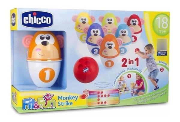Juego De Boliche Marca Chicco 2 En 1 Monkeys