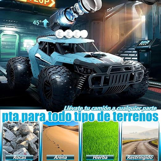 molkocan WIFI Camión Todoterreno Teledirigido, Coches RC con Cámara 720p, Juguetes de Coches Teledirigidos Carga por USB para Niños, Adultos, Niños y Niñas (Azul)