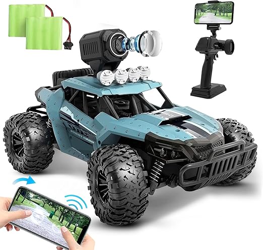 molkocan WIFI Camión Todoterreno Teledirigido, Coches RC con Cámara 720p, Juguetes de Coches Teledirigidos Carga por USB para Niños, Adultos, Niños y Niñas (Azul)