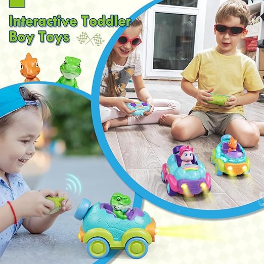 Lehoo Castle Carro Control Remoto, RC Car Dinosaurio, Coche de Control Remoto, Coche de Juguete con Música y Sonido de Juguete, Juguetes de Coche para 3 4 5 años