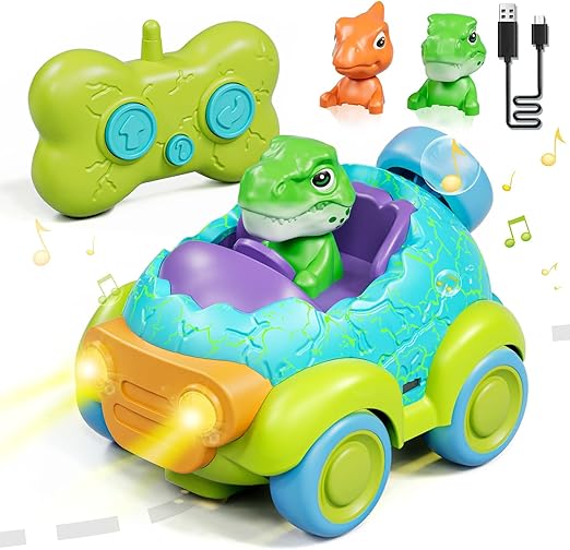 Lehoo Castle Carro Control Remoto, RC Car Dinosaurio, Coche de Control Remoto, Coche de Juguete con Música y Sonido de Juguete, Juguetes de Coche para 3 4 5 años