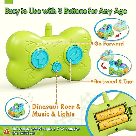 Lehoo Castle Carro Control Remoto, RC Car Dinosaurio, Coche de Control Remoto, Coche de Juguete con Música y Sonido de Juguete, Juguetes de Coche para 3 4 5 años