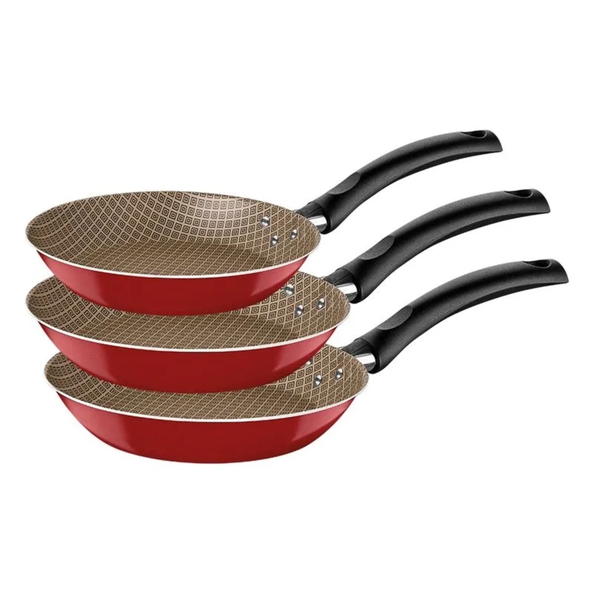 Paquete Tramontina Sartenes Turim Rojo 3 Pzas + Cuchillo P/Asado Jumbo Polywood ENDY