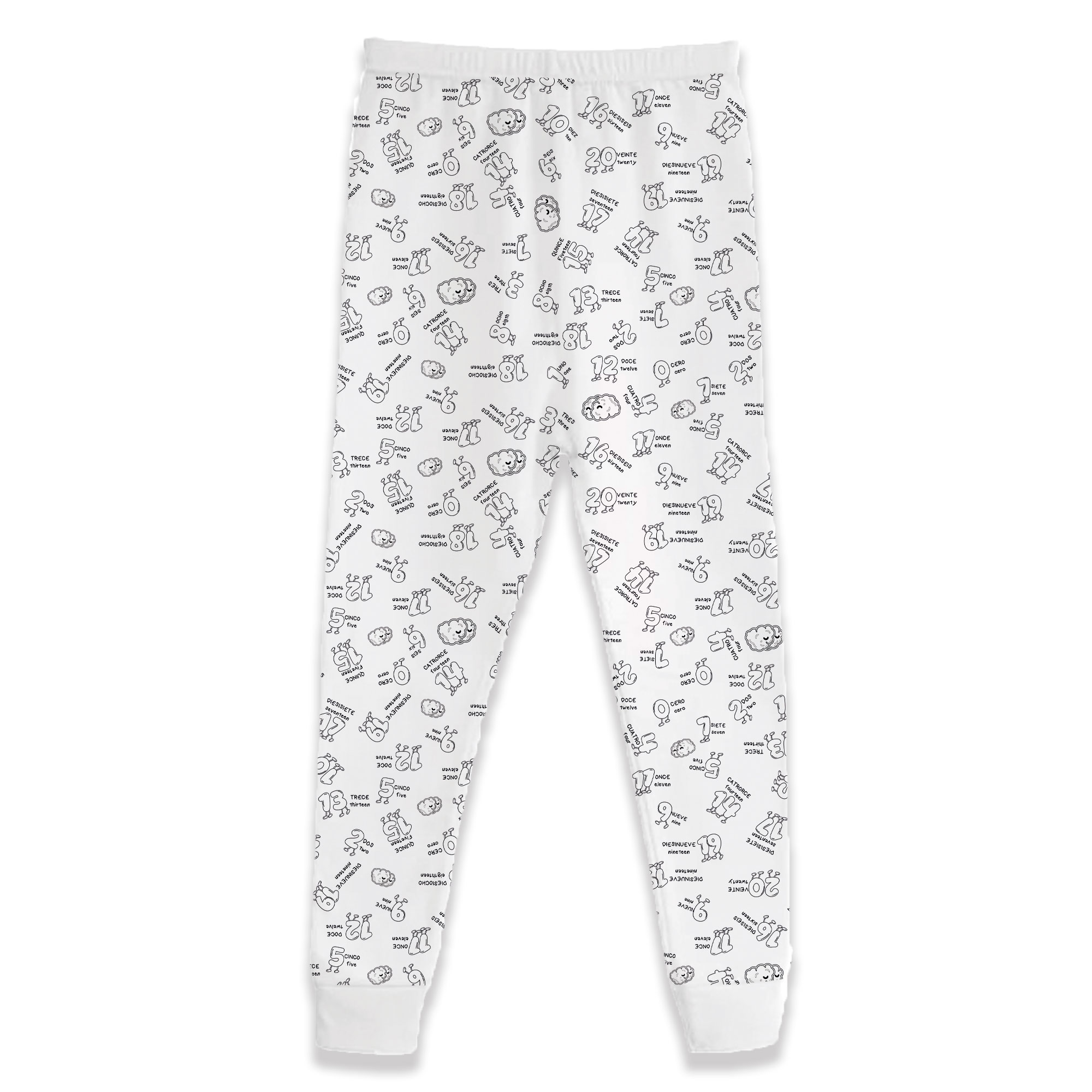 Pijama de Niños Para Colorear/Dibujar Unisex De Números Bilingüe Didáctico Coloreable Plumones Incluidos