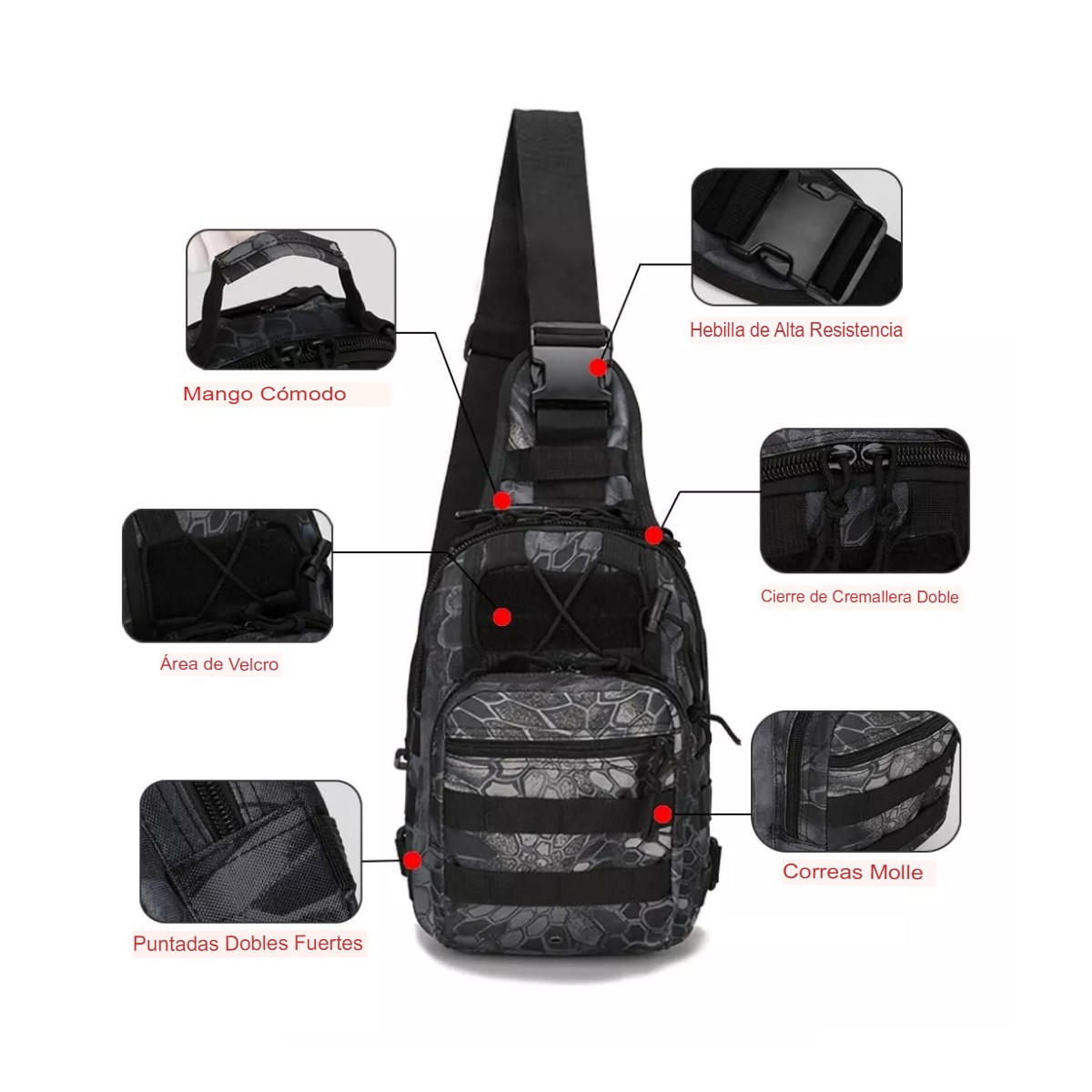 Multiusos Pechera Mochila Táctica Militar Bandolera Cruzada Mochila bolsa cartera moto autos negro