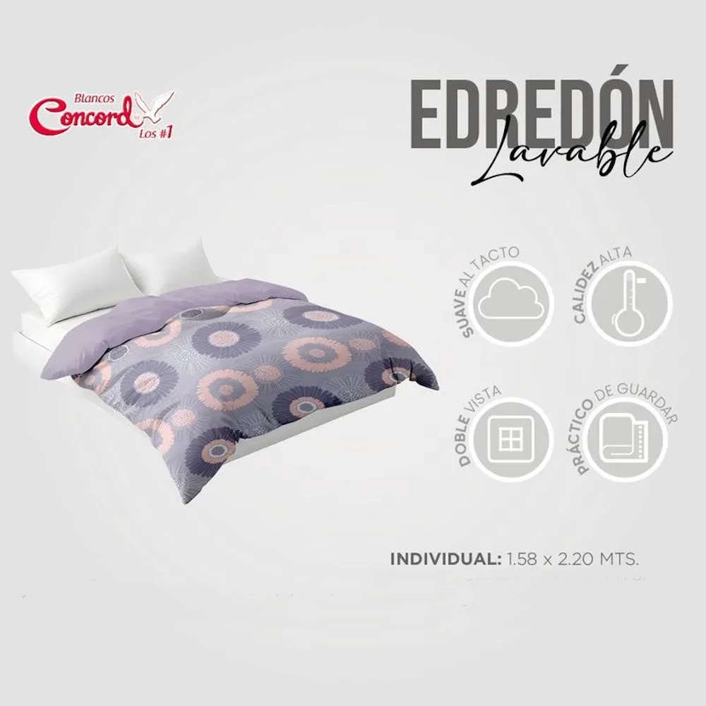 Edredón Lavable FlorenciaMicrofibra Individual Concord