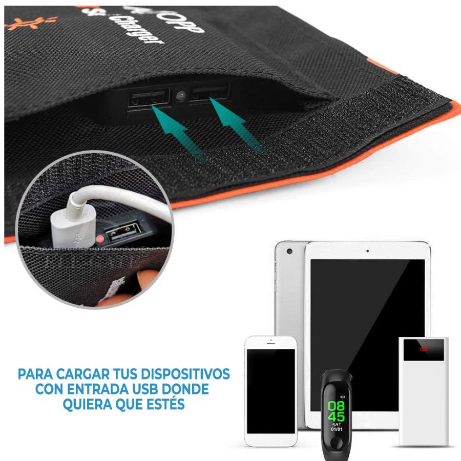Cargador Panel Solar Portatil Plegable  21w 2 Puertos Usb