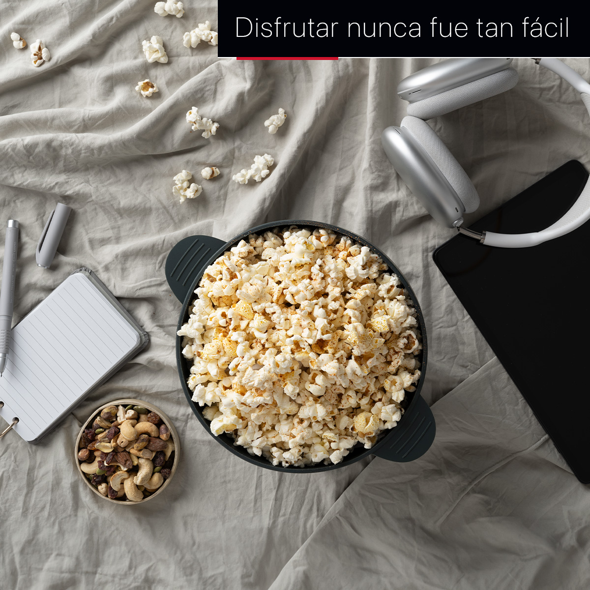 Palomera de Silicona Reutilizable Palomitas para Microondas sin Aceite Libre de BPA en Gris Oscuro COOKIFY