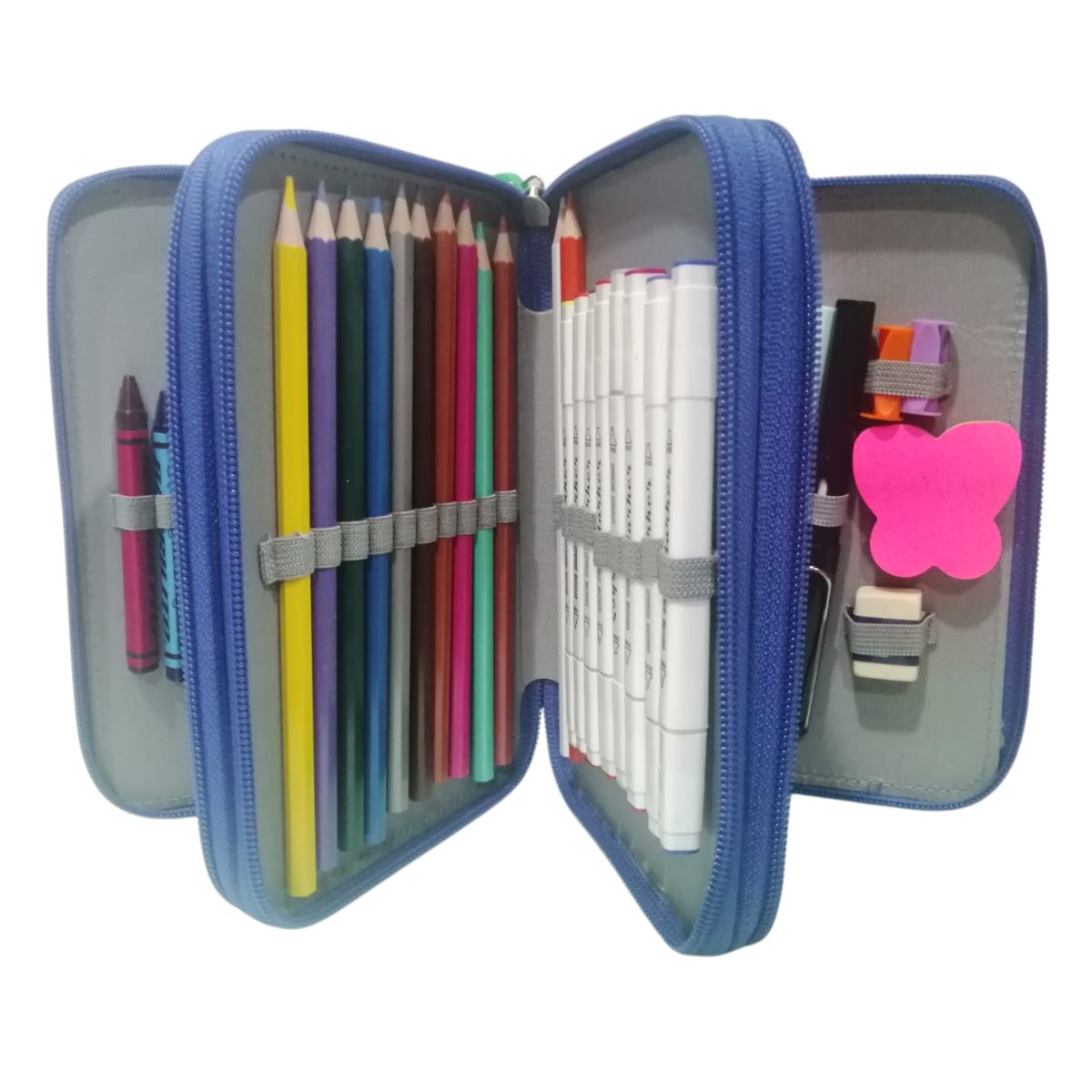 Organizador Lapicera para 50 lápices/plumones/plumas 3 cierres, 3 niveles