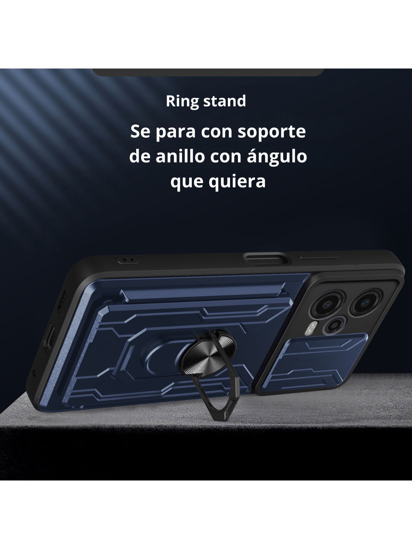 Funda Anillo y Tarjetero Card Slot para Samsung S24 Ultra Azul