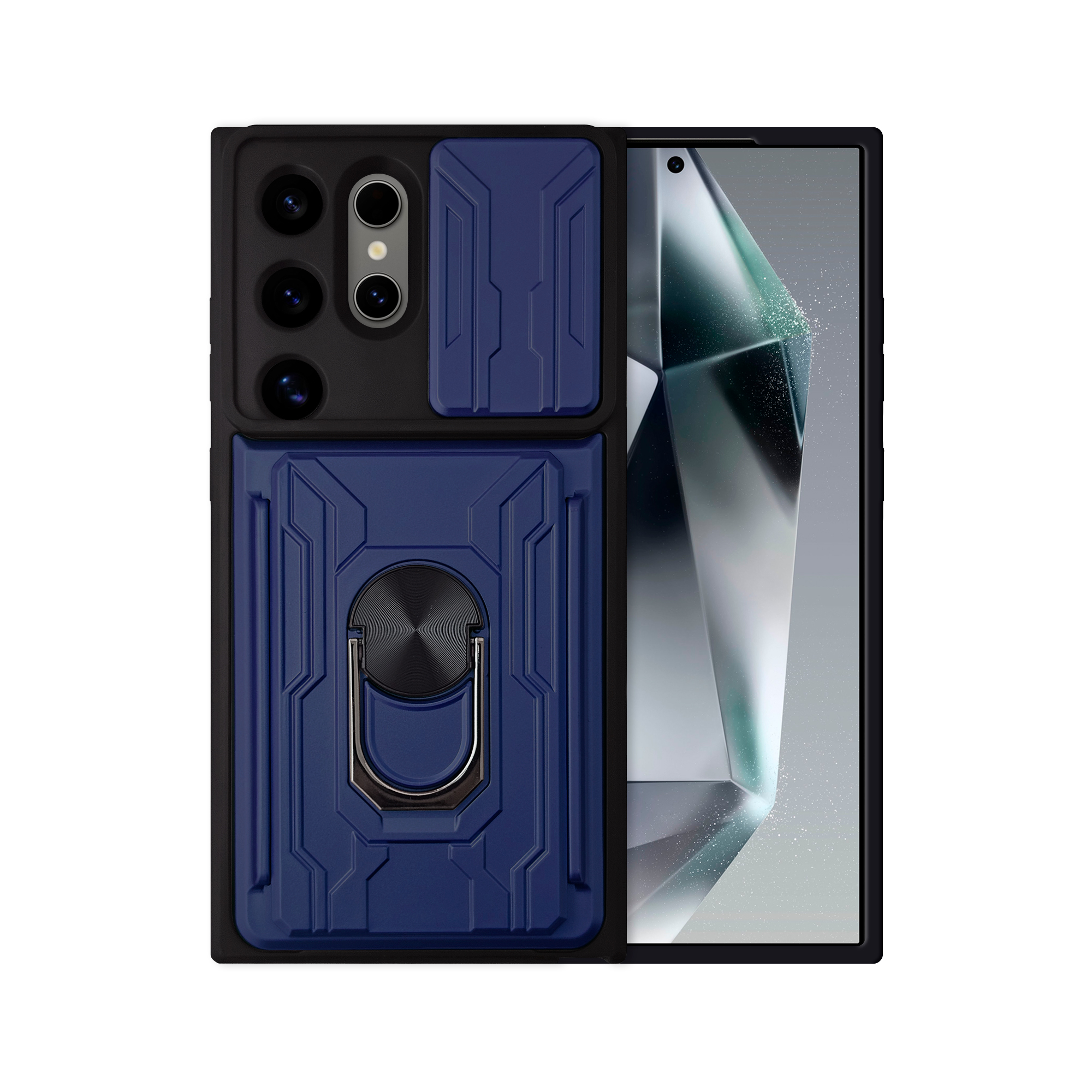 Funda Anillo y Tarjetero Card Slot para Samsung S24 Ultra Azul