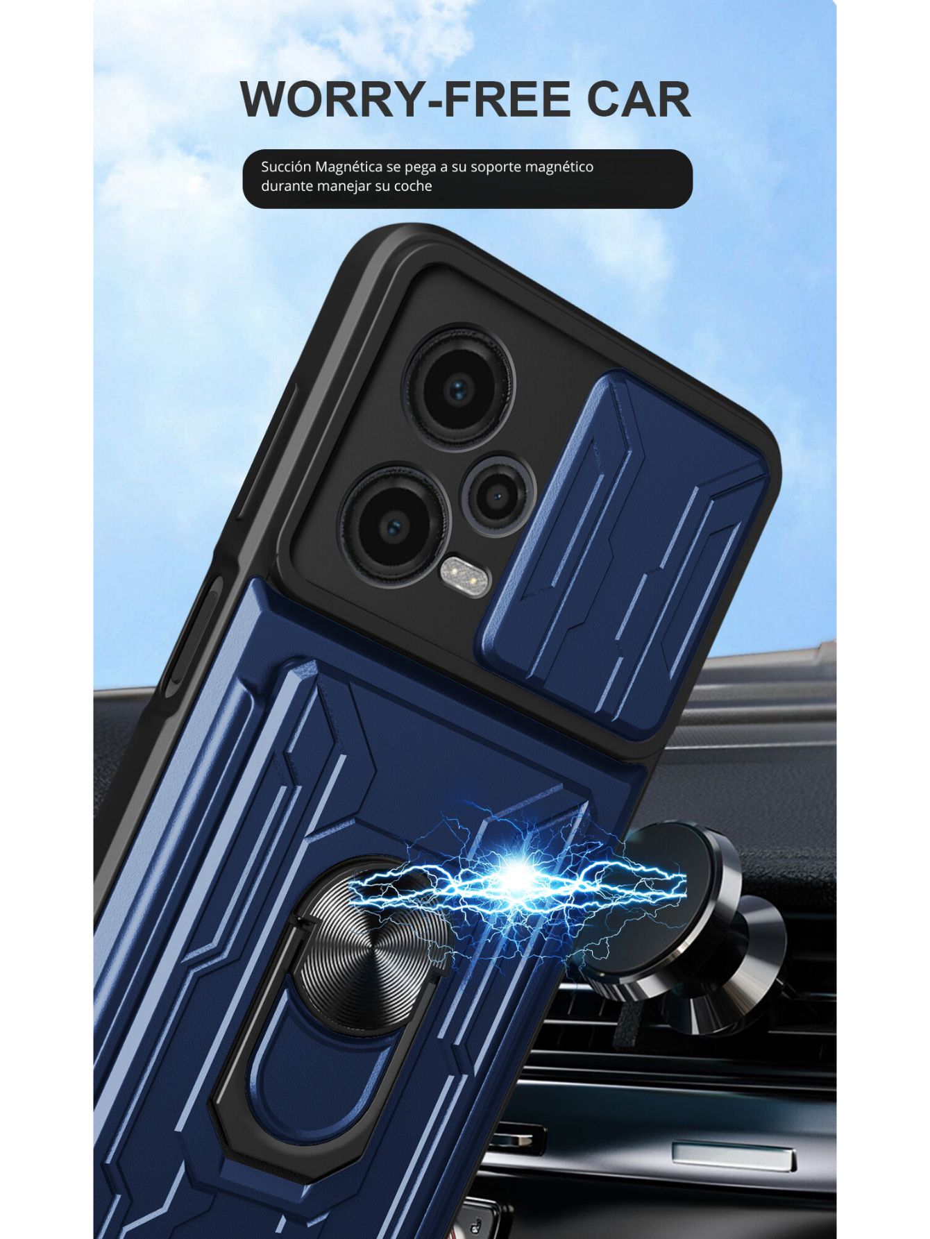 Funda Anillo y Tarjetero Card Slot para Samsung S24 Ultra Azul