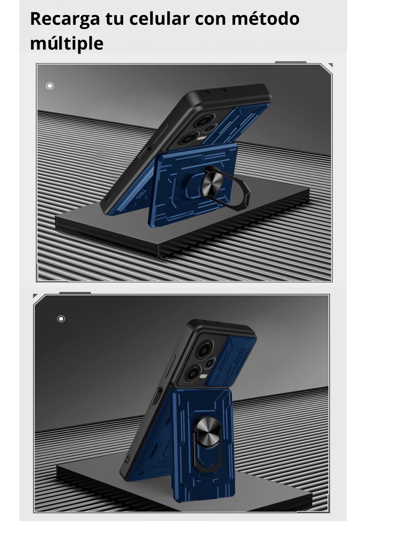 Funda Anillo y Tarjetero Card Slot para Samsung S24 Ultra Azul