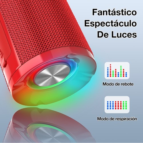 Bocina Bluetooth 5.1 Portátil 1Hora BOC060 Inalámbrico con Sonido Estéreo HD Reproducción Manos Libres 2400mAh 3.5mm Rojo