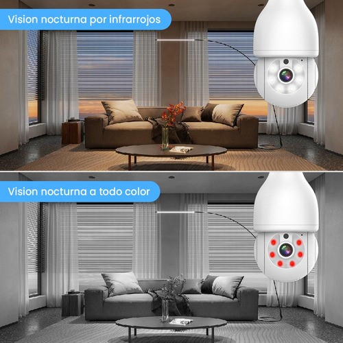Cámara De Seguridad Foco Hd 1080p Wifi Exterior/interior360º blanco