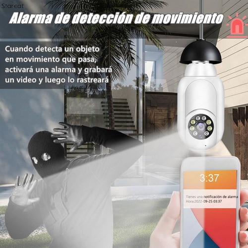 Starcat® Cámara De Seguridad Tipo Foco Ptz 2.4/5g Wifi Alarm