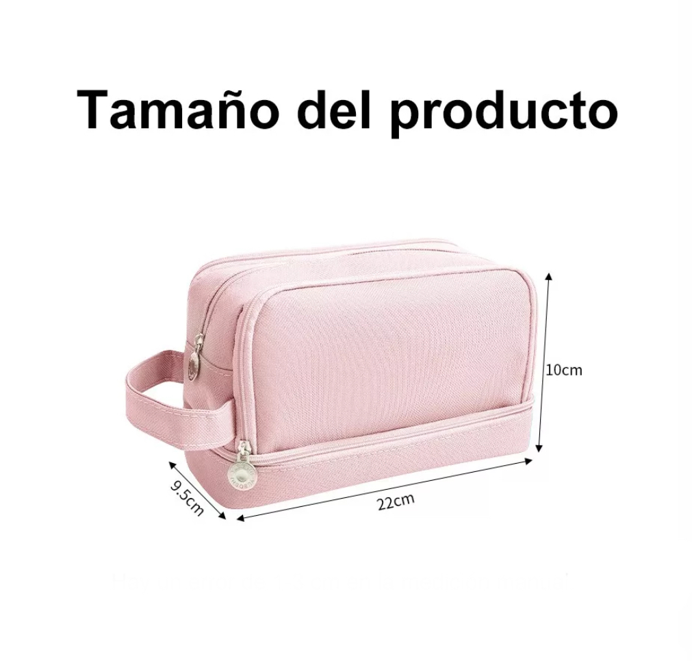 Estuche Para Lápices De Gran Capacidad Con 3 Compartimentos Rosa