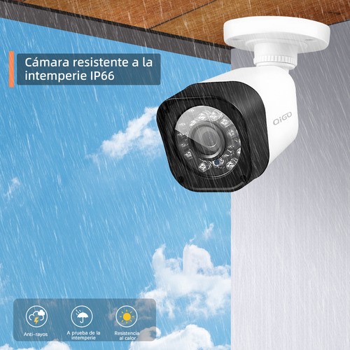 QIGO Kit Cámara de seguridad QG-77-K500G con resolución de 4ch 2MP visión nocturna incluida Color blanca Exterior Videovigilancia