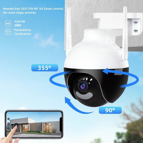 Cámara De Seguridad Exterior Inalámbrica Wifi Hd 360° Alarma