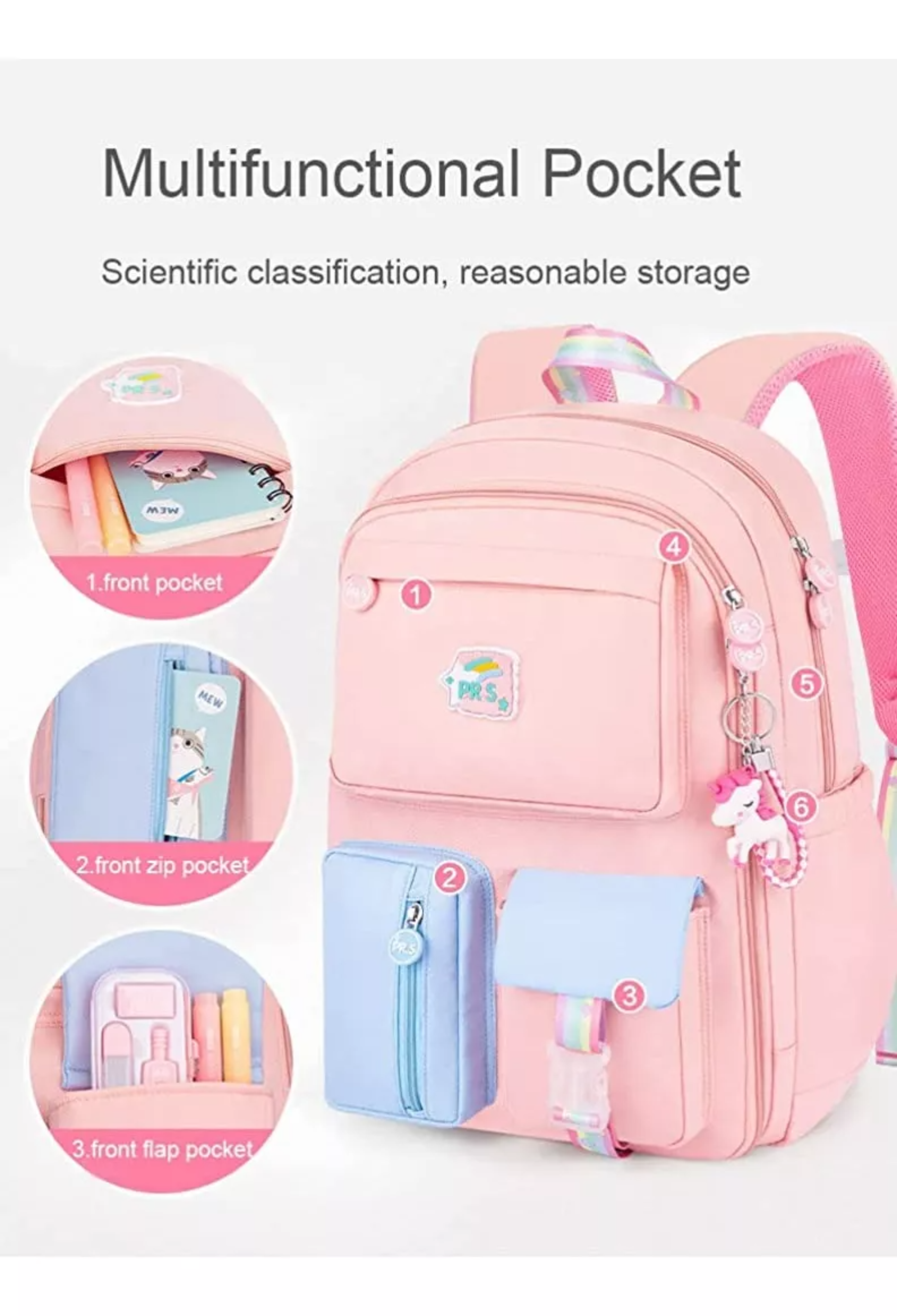 Mochila escolar ATOP B074 color pink blue 35L