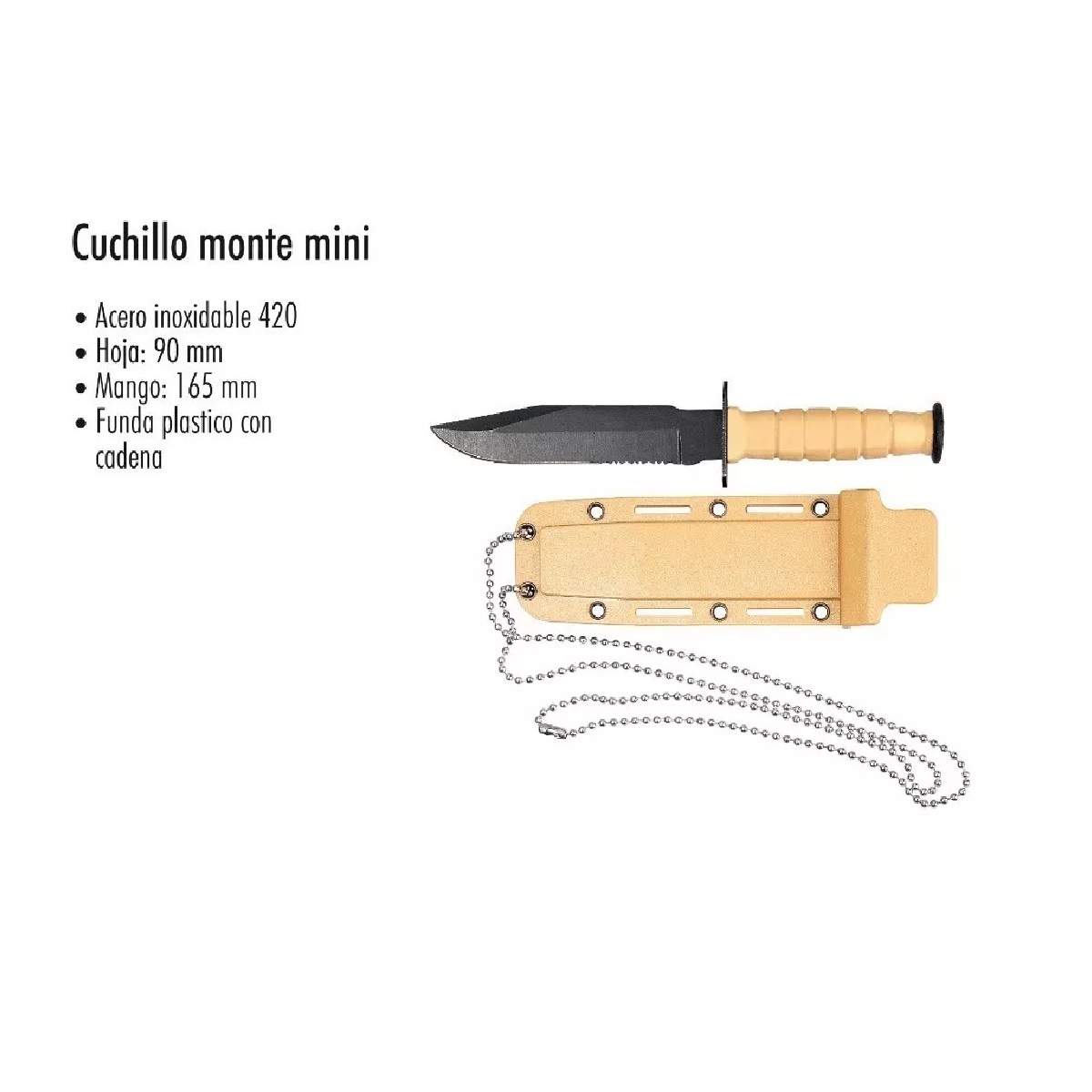 Daga Táctica Cuchillo Militar Funda Collar De Cadena