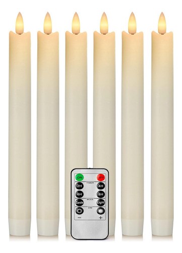 Vela Led Grande Con Llama Realista 6 Pzs. Con Control Remoto
