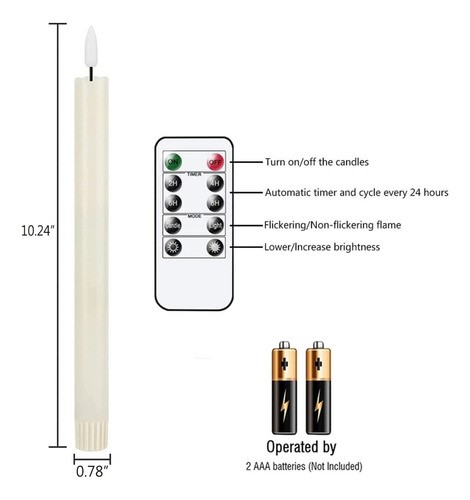 Vela Led Grande Con Llama Realista 6 Pzs. Con Control Remoto