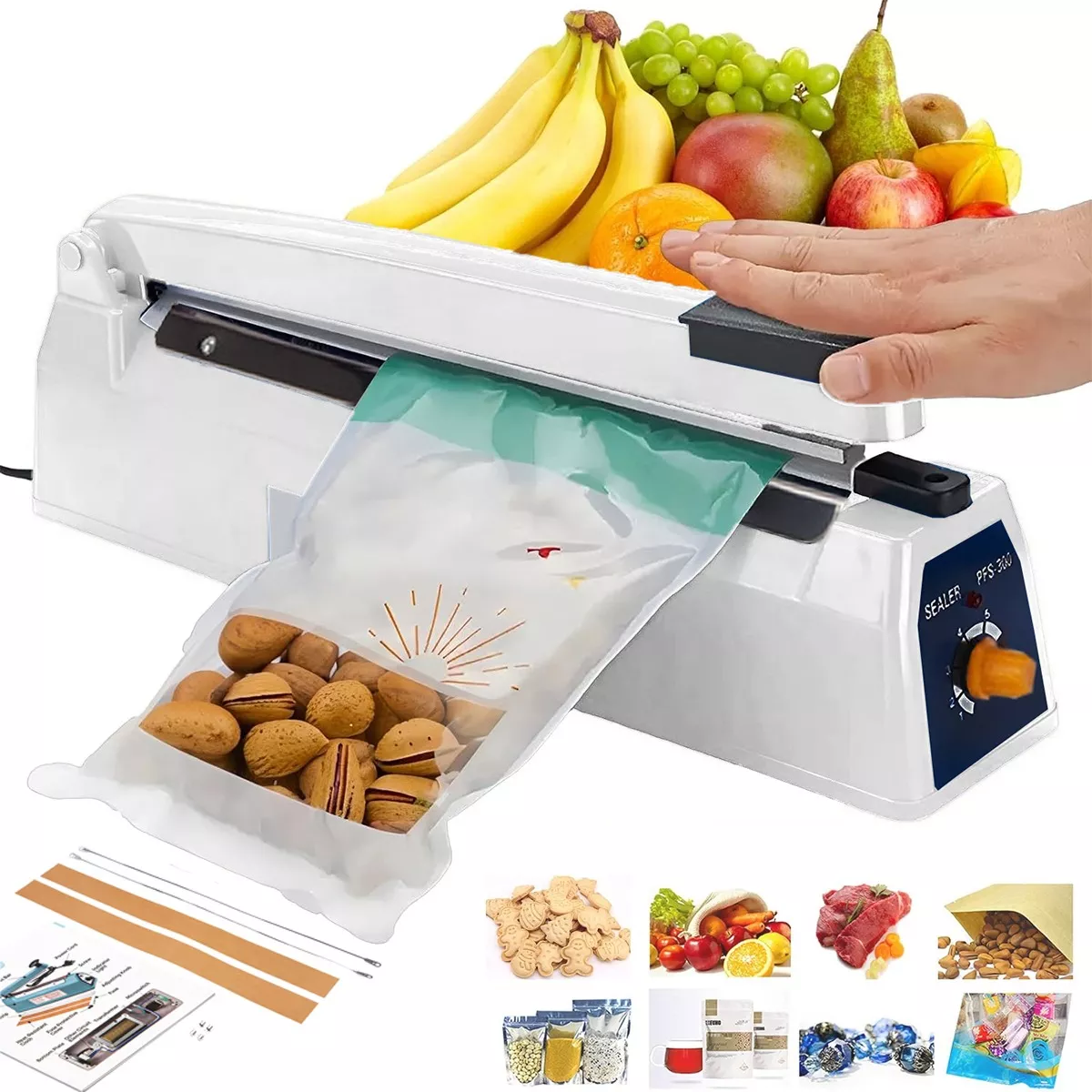 Maquina De Térmica Selladora De Bolsas De Plástico De 30 Cm Blanco