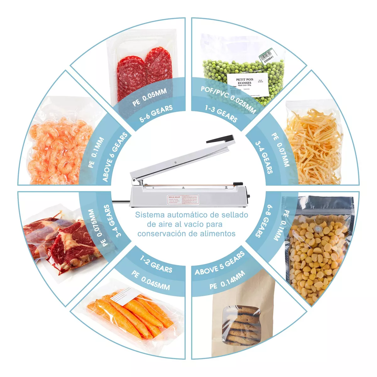 Maquina De Térmica Selladora De Bolsas De Plástico De 30 Cm Blanco