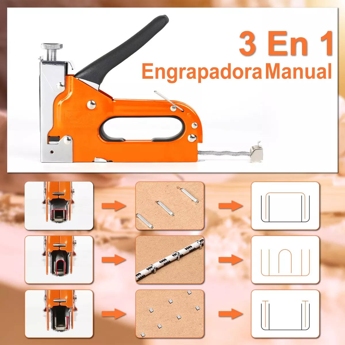 Engrapadora Pistola Para Tapiceria 3 En 1 Grapadora Manual