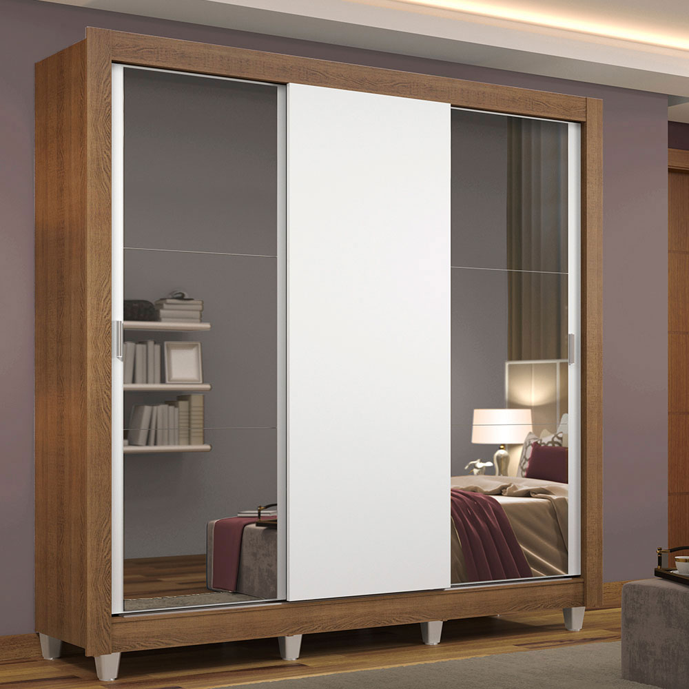 Ropero Closet Madesa 3 Puertas 2 Espejos Con Pies MB 01