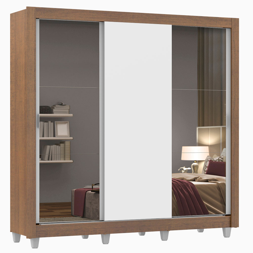 Ropero Closet Madesa 3 Puertas 2 Espejos Con Pies MB 01