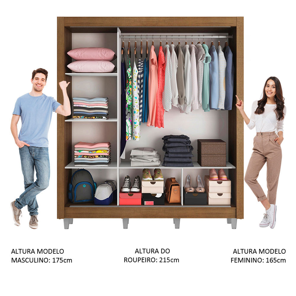 Ropero Closet Madesa 3 Puertas 2 Espejos Con Pies MB 01