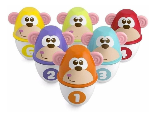Juego De Boliche Marca Chicco 2 En 1 Monkeys
