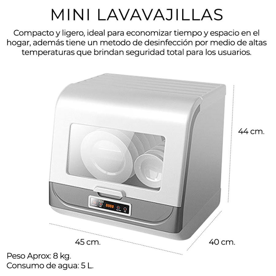 Mini Lavavajillas Portatil de Mostrador 