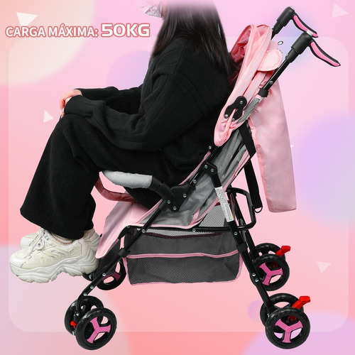 Carriola Para Bebés, Carreolas De Bastón Con Portabebe, Rosa