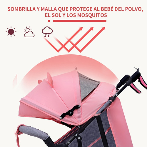 Carriola Para Bebés, Carreolas De Bastón Con Portabebe, Rosa