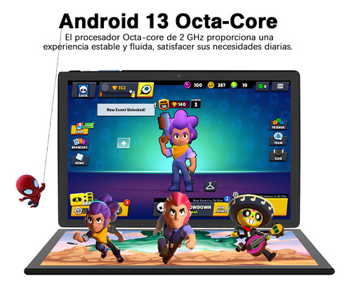 2024 Tablet Goodtel G10 10.1 Tableta 128GB ROM Negra Y 14GB RAM TF 1TB Expansión Octacore 2.0Ghz WIFI 2.4G 5G Bluetooth 5.0 Certificación Google GMS Con Funda Mouse Teclado