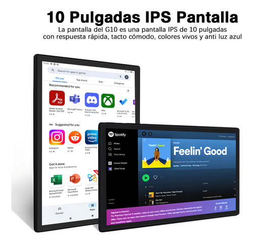 2024 Tablet Goodtel G10 10.1 Tableta 128GB ROM Negra Y 14GB RAM TF 1TB Expansión Octacore 2.0Ghz WIFI 2.4G 5G Bluetooth 5.0 Certificación Google GMS Con Funda Mouse Teclado