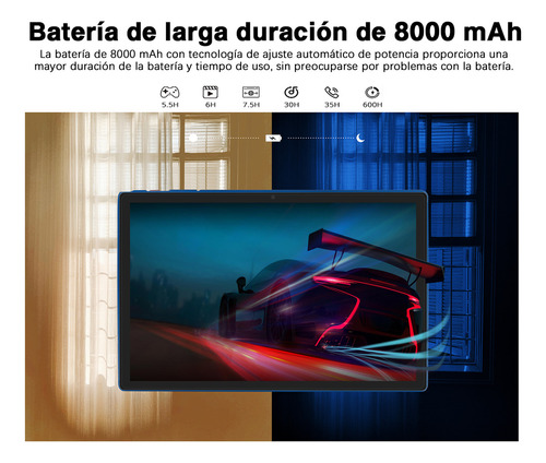 2024 Tablet Goodtel G10 10.1 Tableta 128GB ROM Negra Y 14GB RAM TF 1TB Expansión Octacore 2.0Ghz WIFI 2.4G 5G Bluetooth 5.0 Certificación Google GMS Con Funda Mouse Teclado