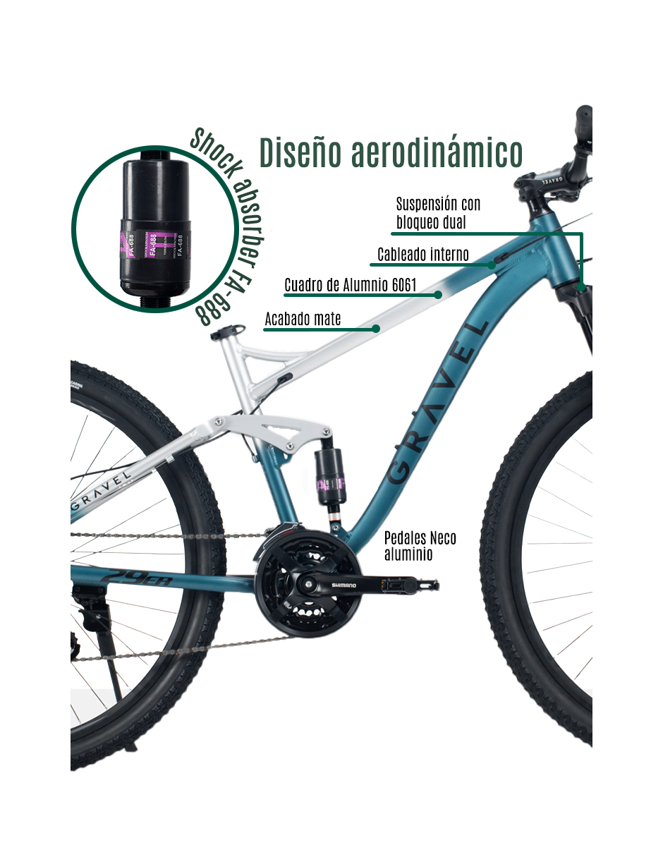 BICICLETA MTB FUJI R29 DOBLE SUSPENSIÓN AZUL CON BLANCO