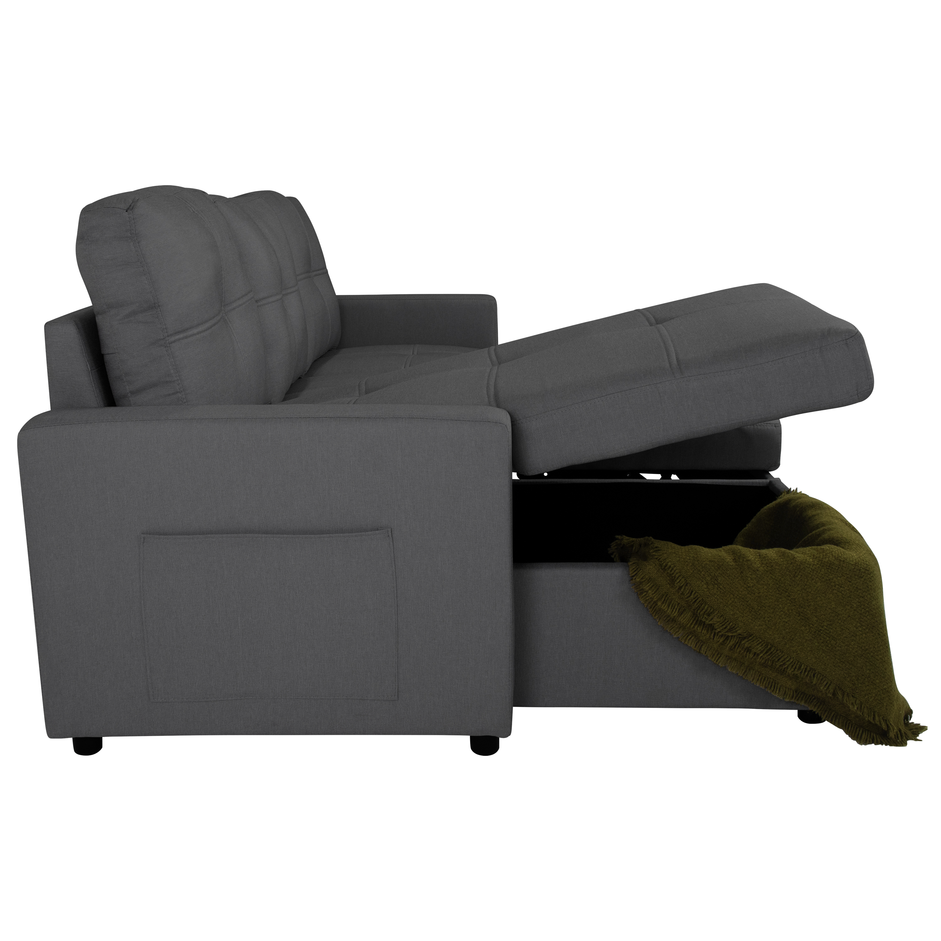 Sala con Almacenamiento Easy Living Modelo Tribeca Color Gris Oxford Tela Algodón