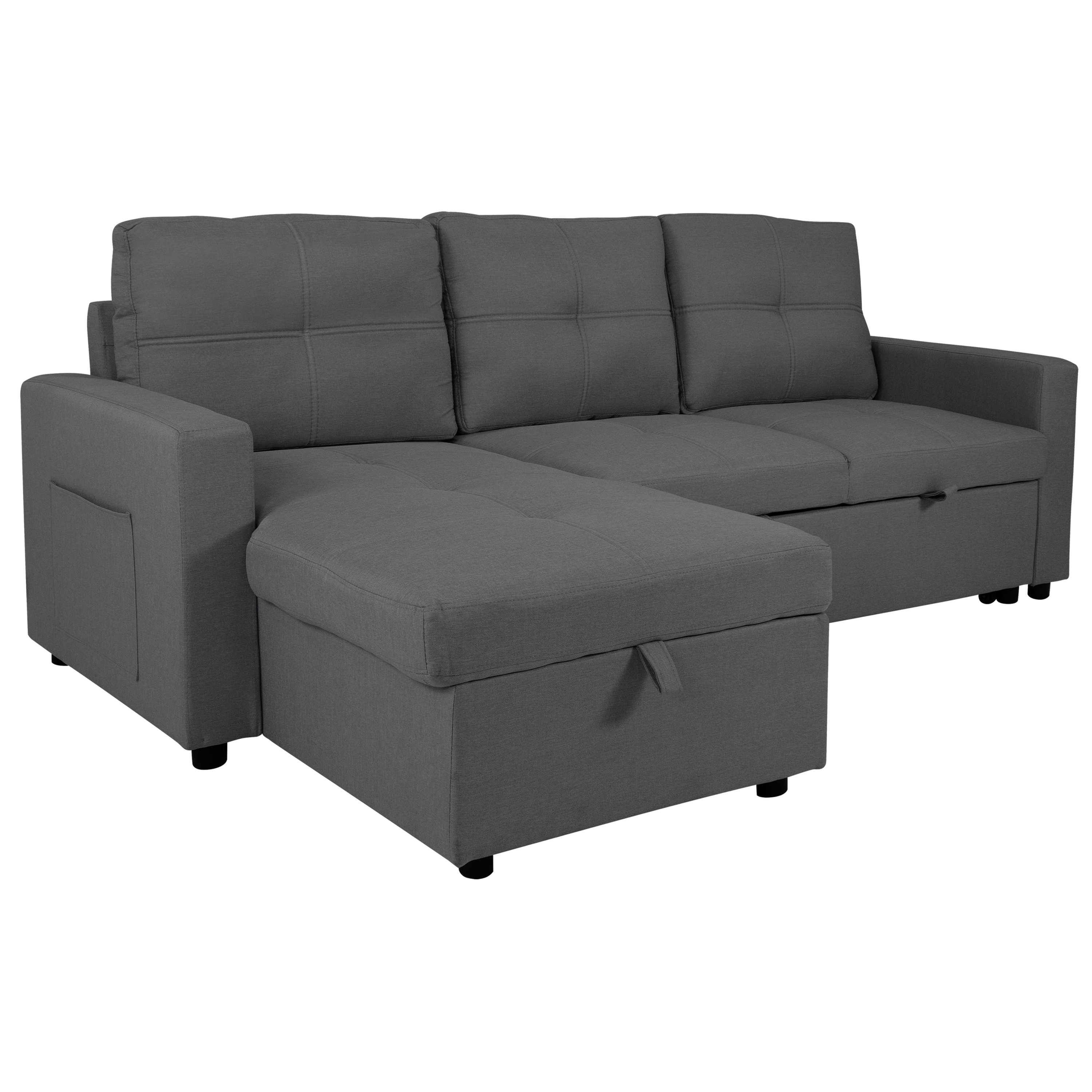 Sala con Almacenamiento Easy Living Modelo Tribeca Color Gris Oxford Tela Algodón