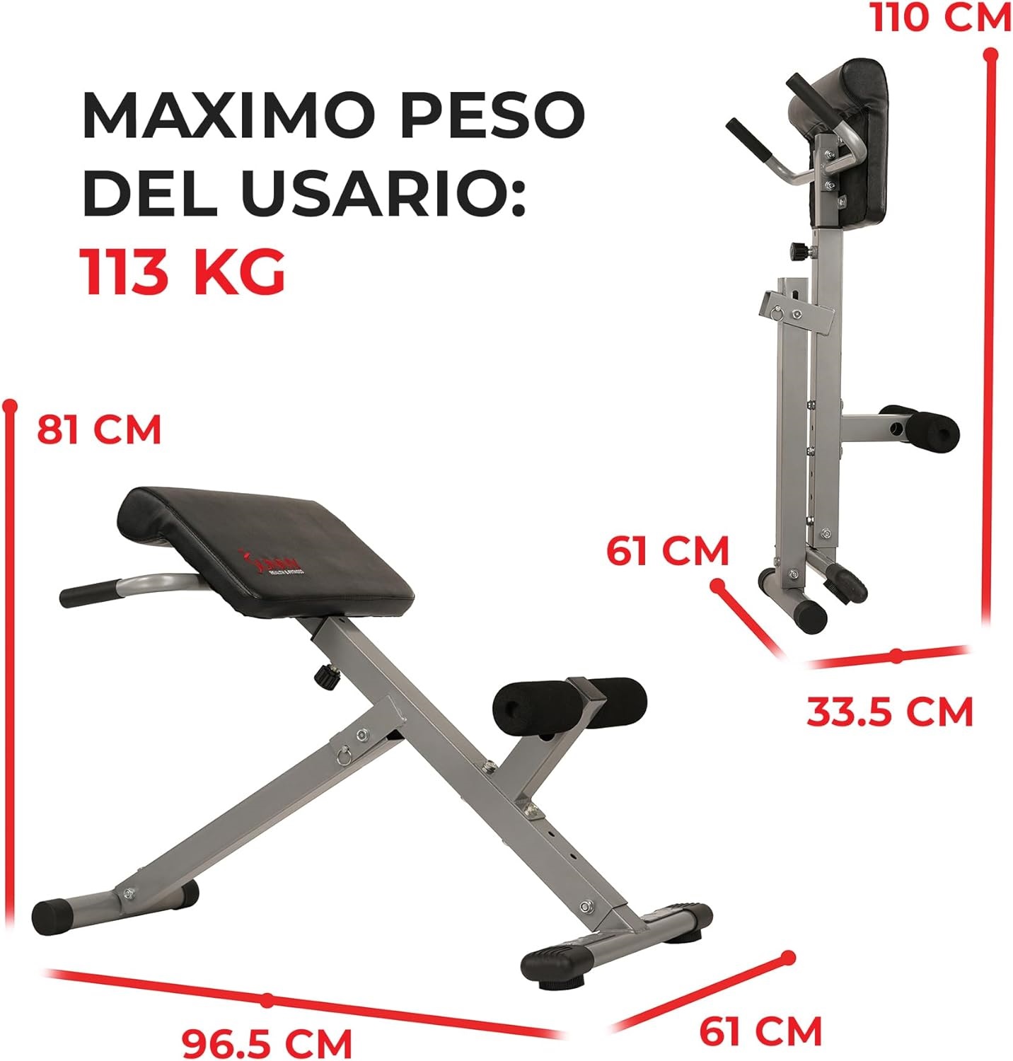 Silla Romana de Hiperextensión para Ejercicios de Abdominales Sunny Health & Fitness