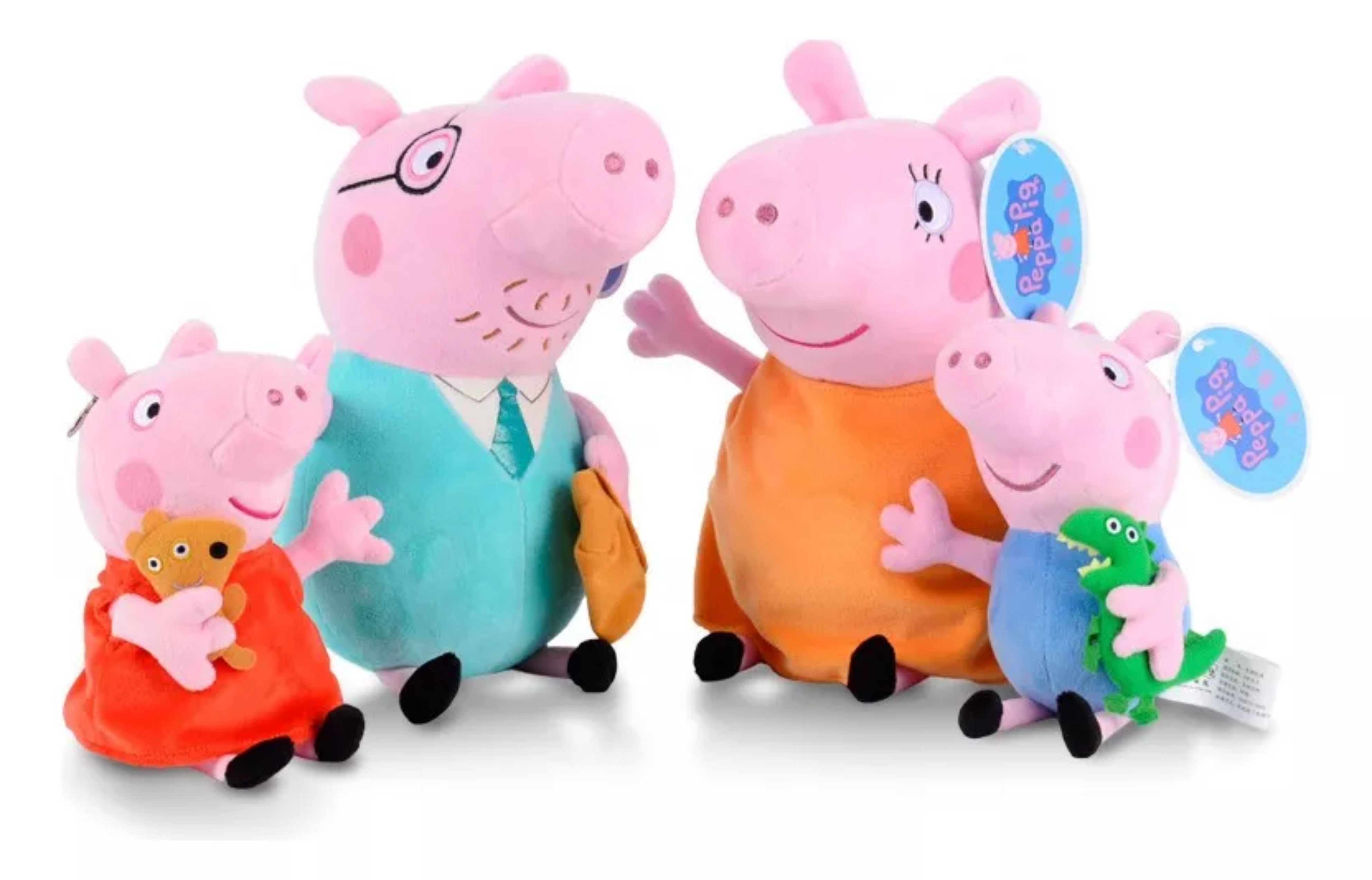 Peluches Peppa Pig Y George Con Dinosauro Teddy 30 Cm Set 4p