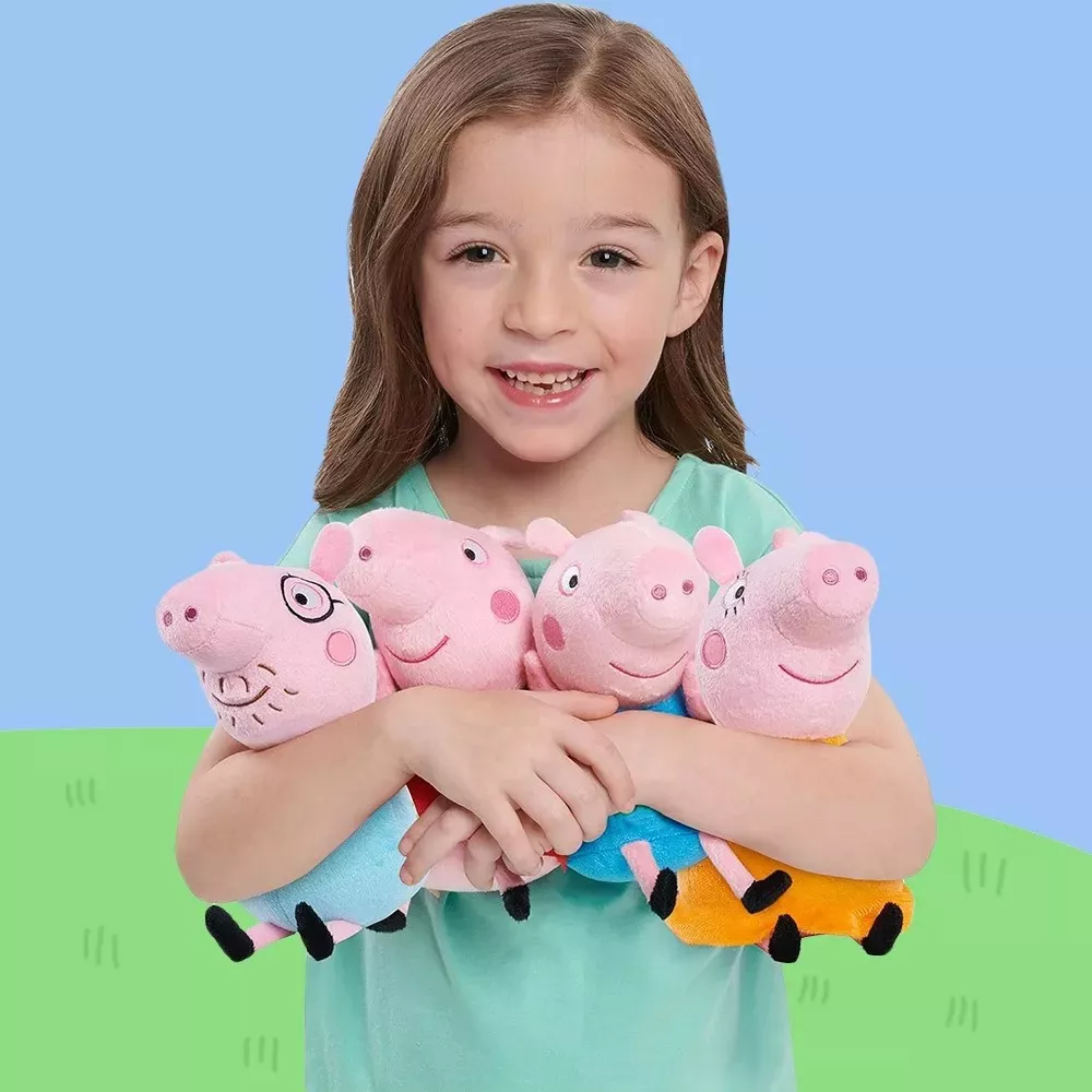 Peluches Peppa Pig Y George Con Dinosauro Teddy 30 Cm Set 4p