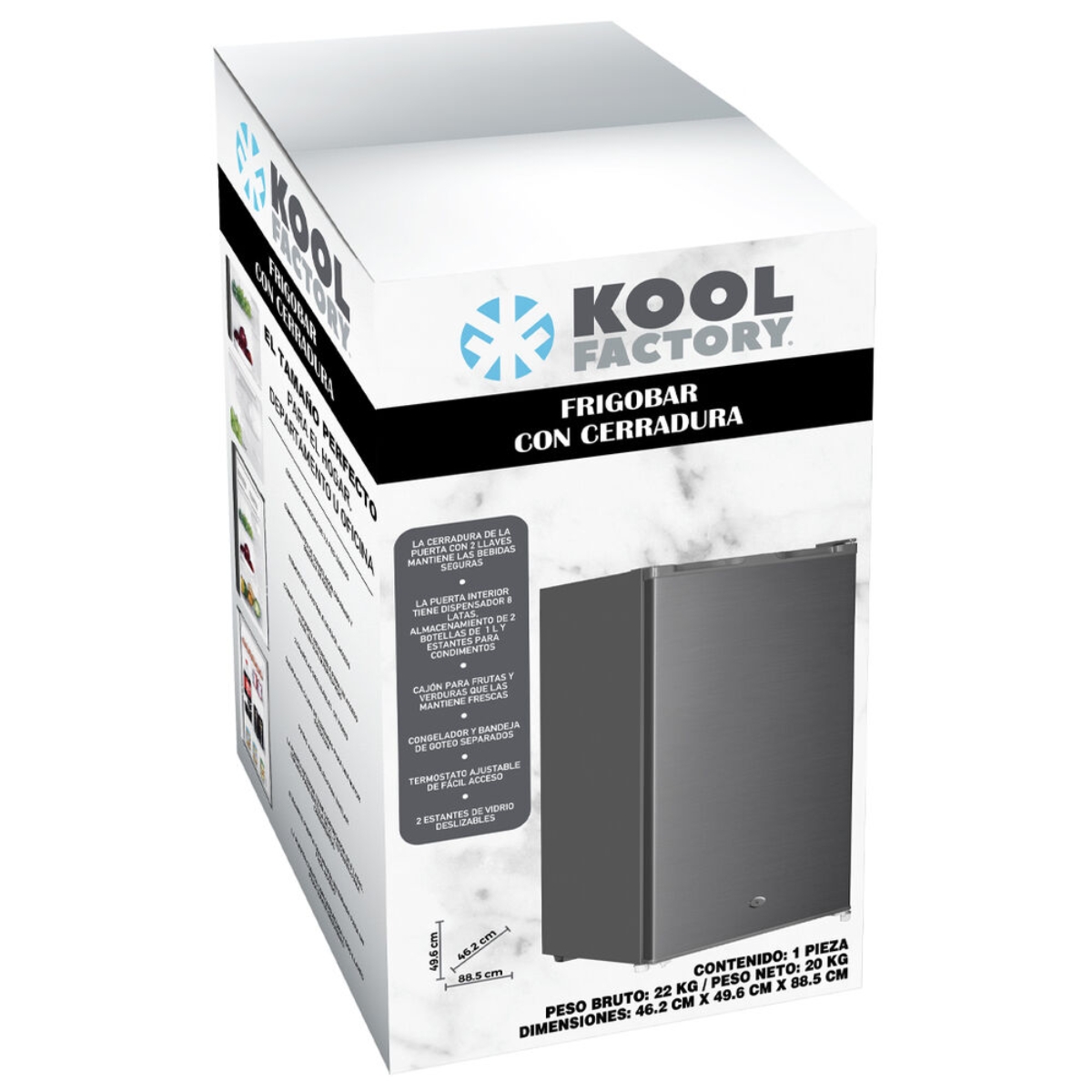 Frigobar Kool Factory 3.2 Pies Con Cerradura Termostato Ajustable