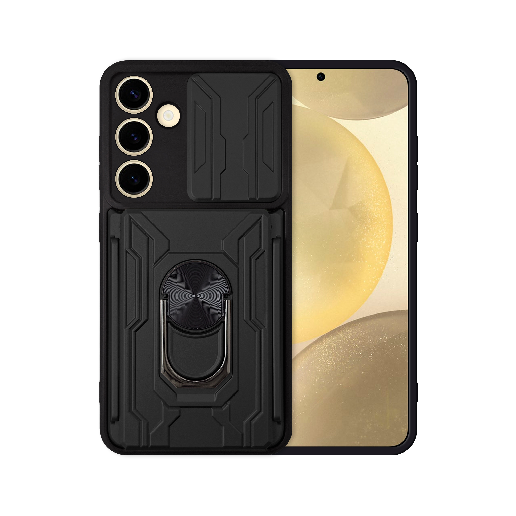 Funda Anillo y Tarjetero Card Slot para Samsung S24 Plus Negro