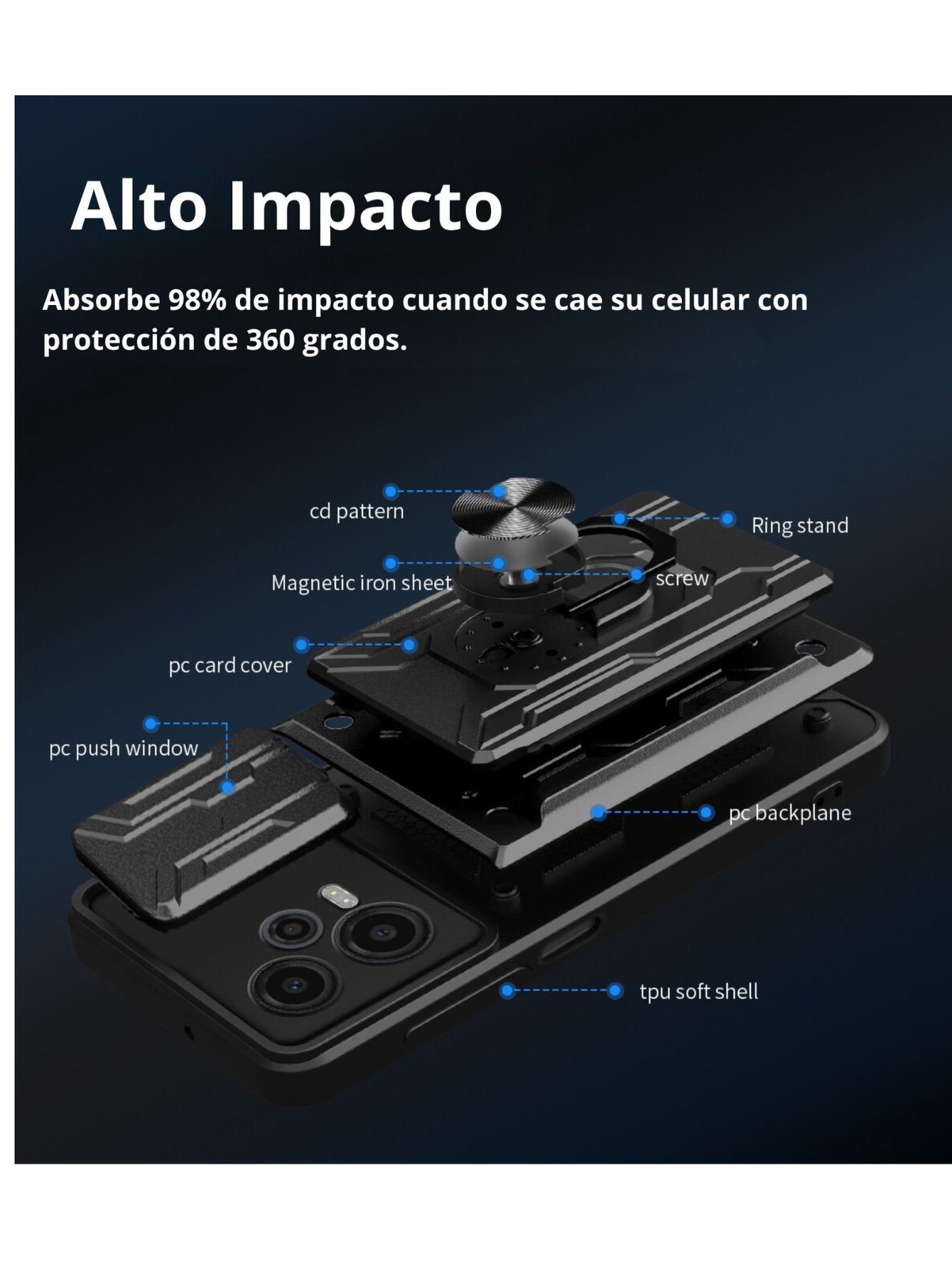 Funda Anillo y Tarjetero Card Slot para Samsung S24 Plus Negro